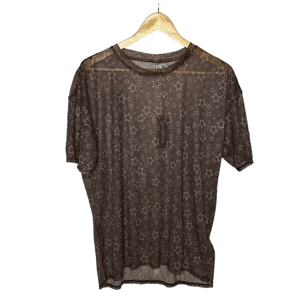LAST CHANCE NWT One Teaspoon x Free People Mesh Sensory Star Metallic Tee s - Picture 3 of 12